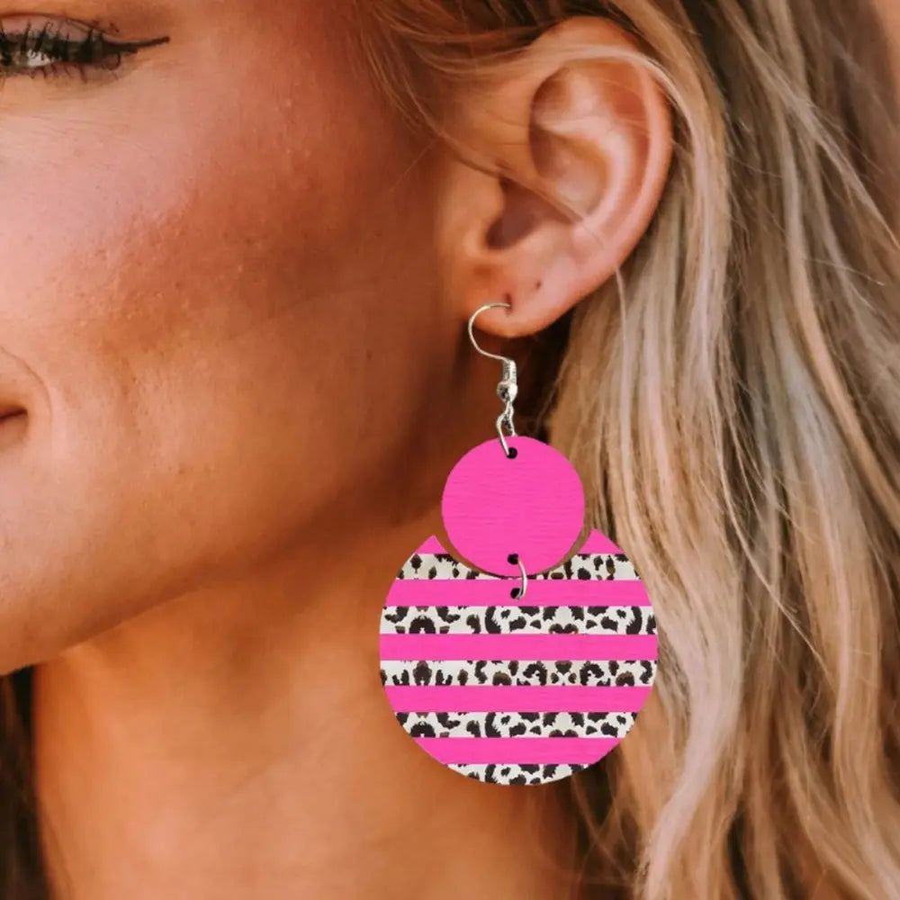 Xylem Leopard Dangle Earrings in Hot Pink - women's dangle earrings