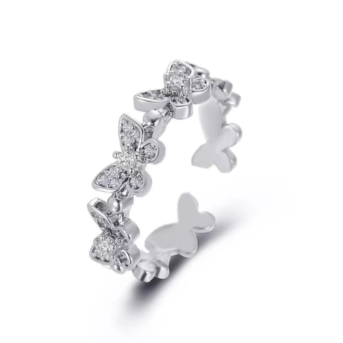 Sterling Silver Butterfly Open Ring - alternate ring view