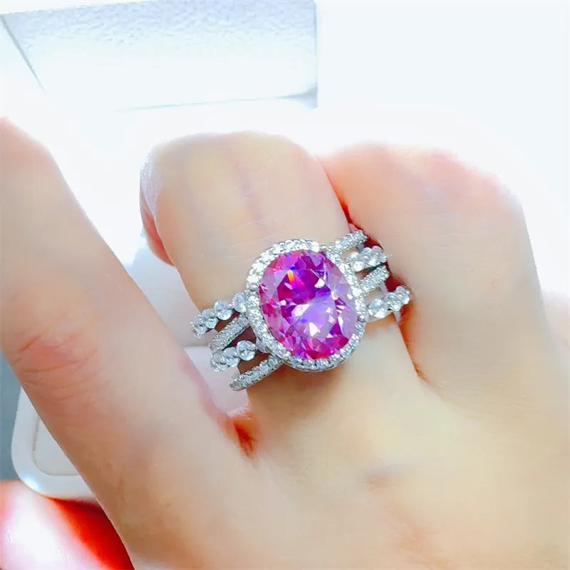 3 Carat Moissanite Sterling Silver Ring in Silver - women's ring
