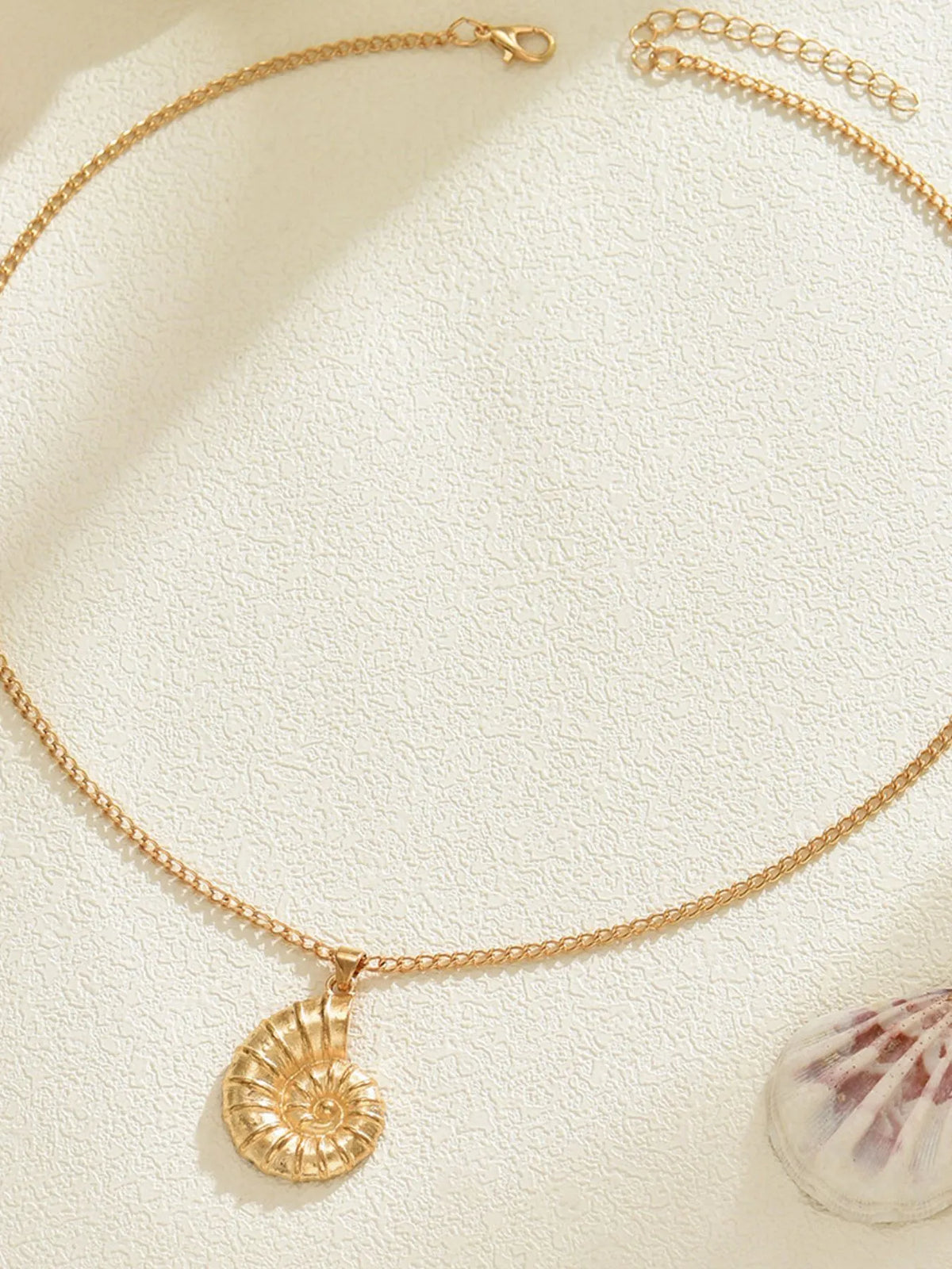 18K Gold-Plated Shell Pendant Necklace - alternate necklace view