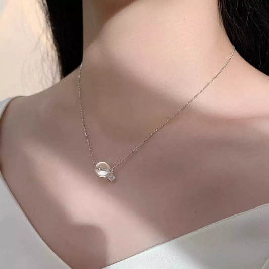 Sterling Silver Crystal Pendant Necklace in Silver - women's pendant necklace