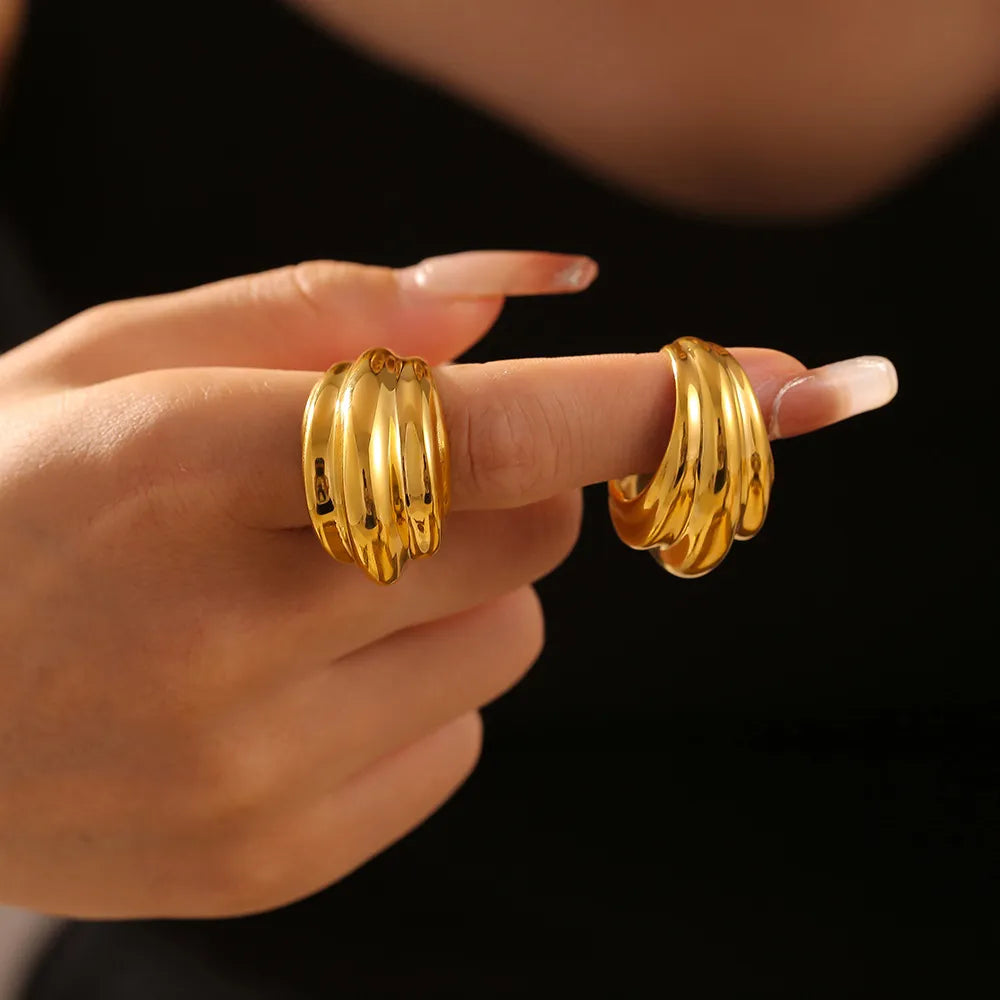 18K Gold-Plated Titanium Steel Open Ring in Gold - women's open ring
