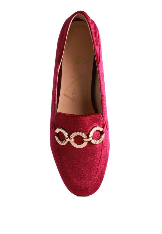 Velvet Almond Toe Buckle Flats