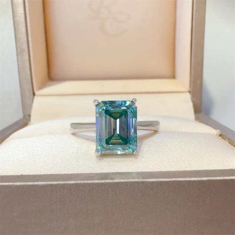2 Carat Sterling Silver Rectangle Moissanite Ring in Silver - women's ring