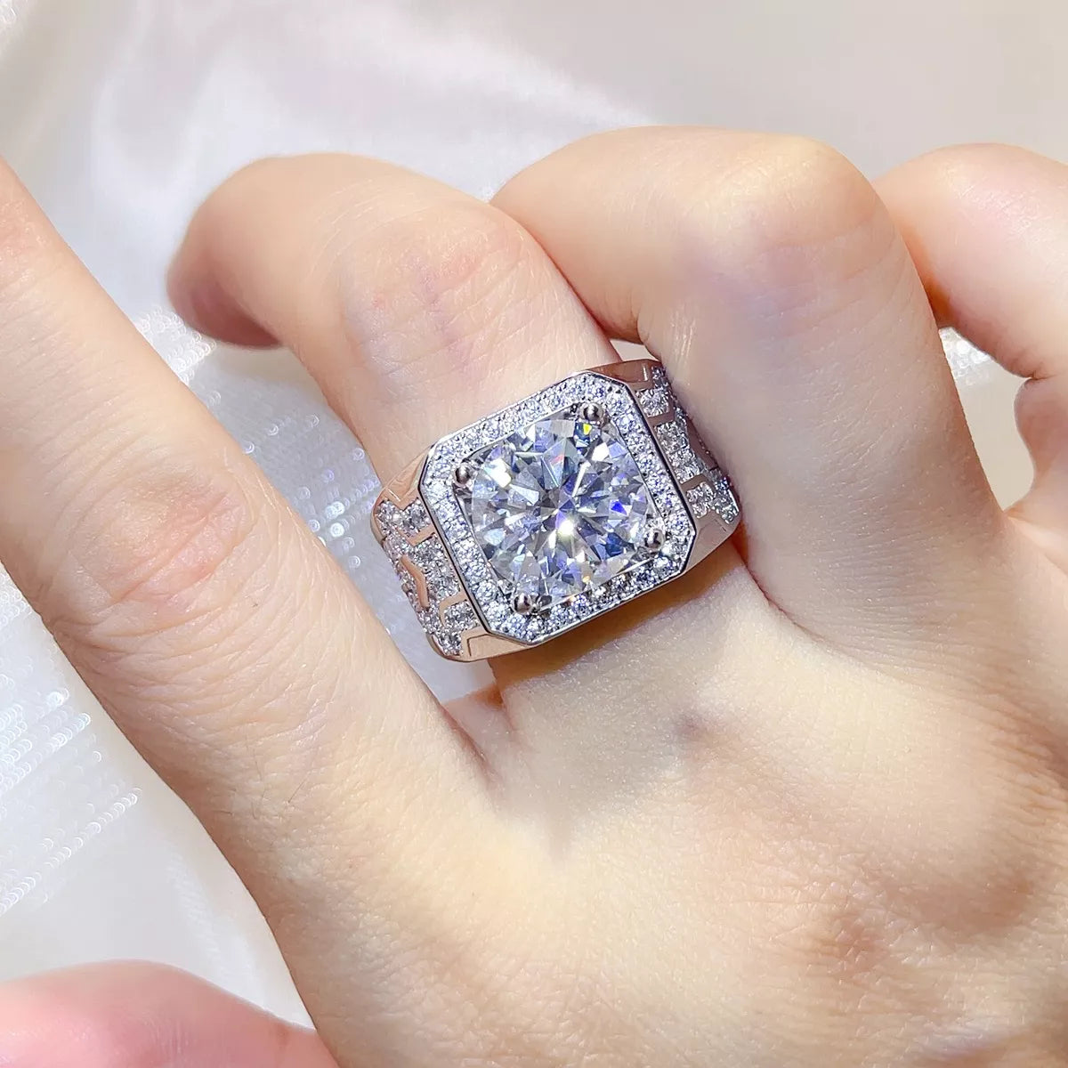 5 Carat Sterling Silver Moissanite Ring in Silver - women's ring