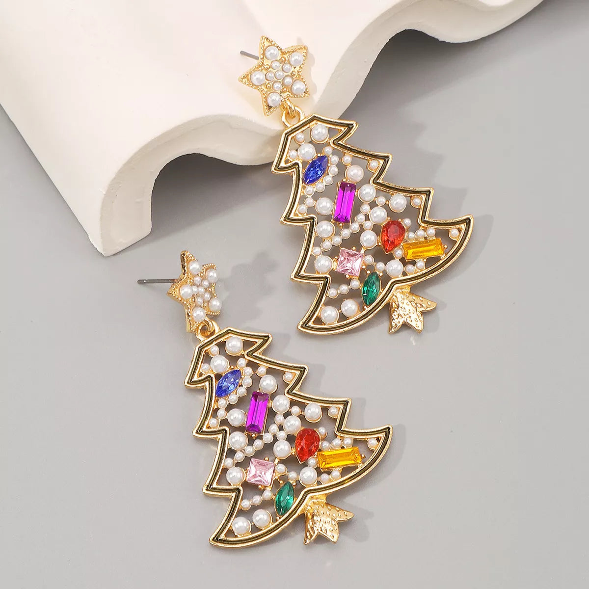 Christmas Tree Dangle Earrings - alternate earring view