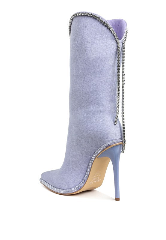 Diamante Chain Calf Boots