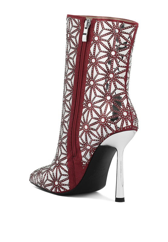 Embellished High Ankle Boots