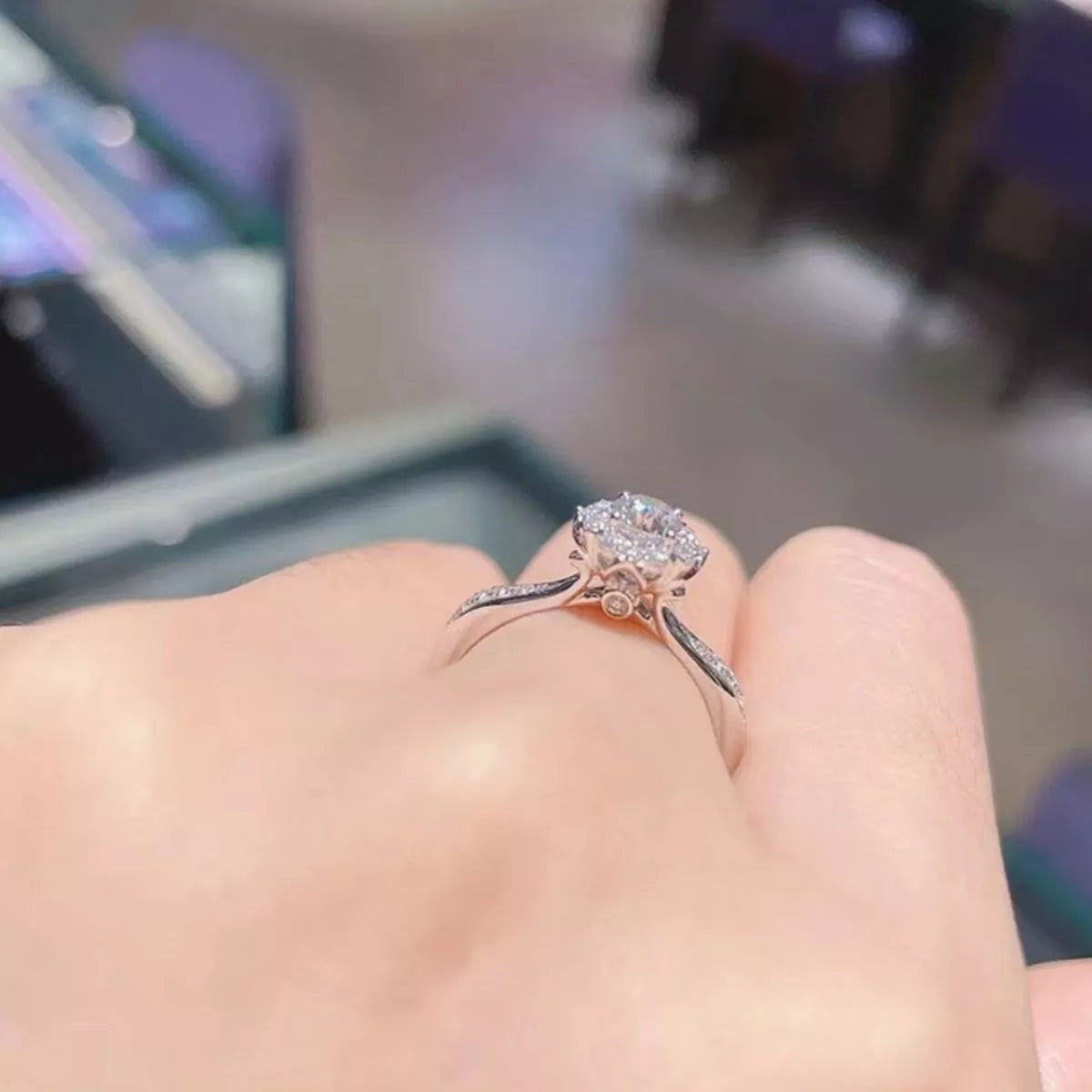 1 Carat Moissanite Sterling Silver Ring - alternate ring view