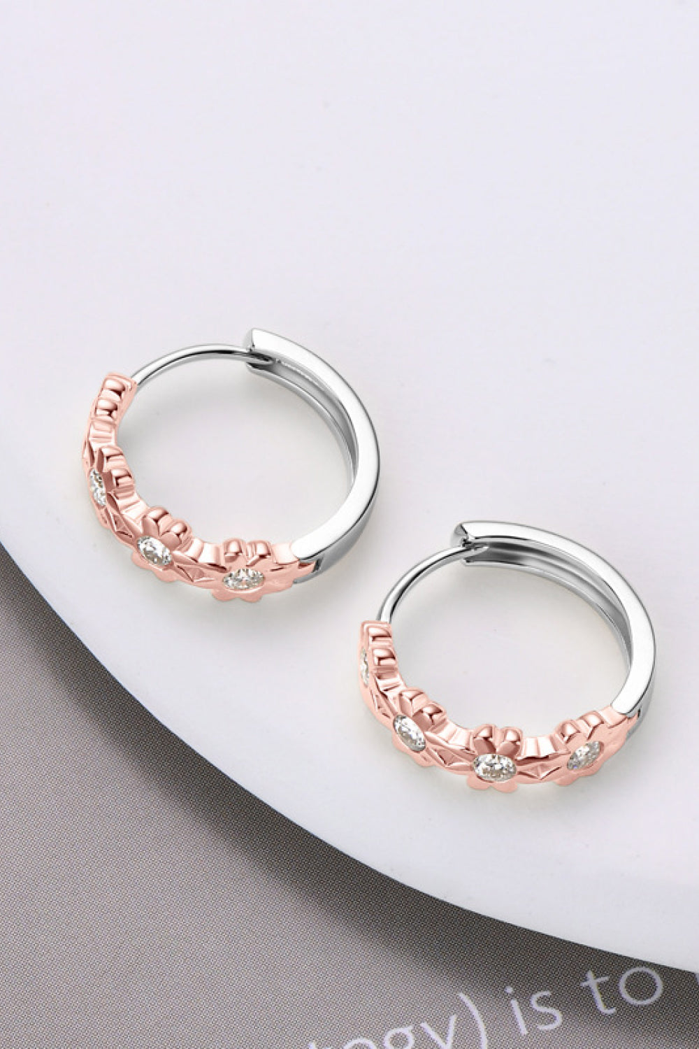 Moissanite Sterling Silver Huggie Earrings - alternate earring view