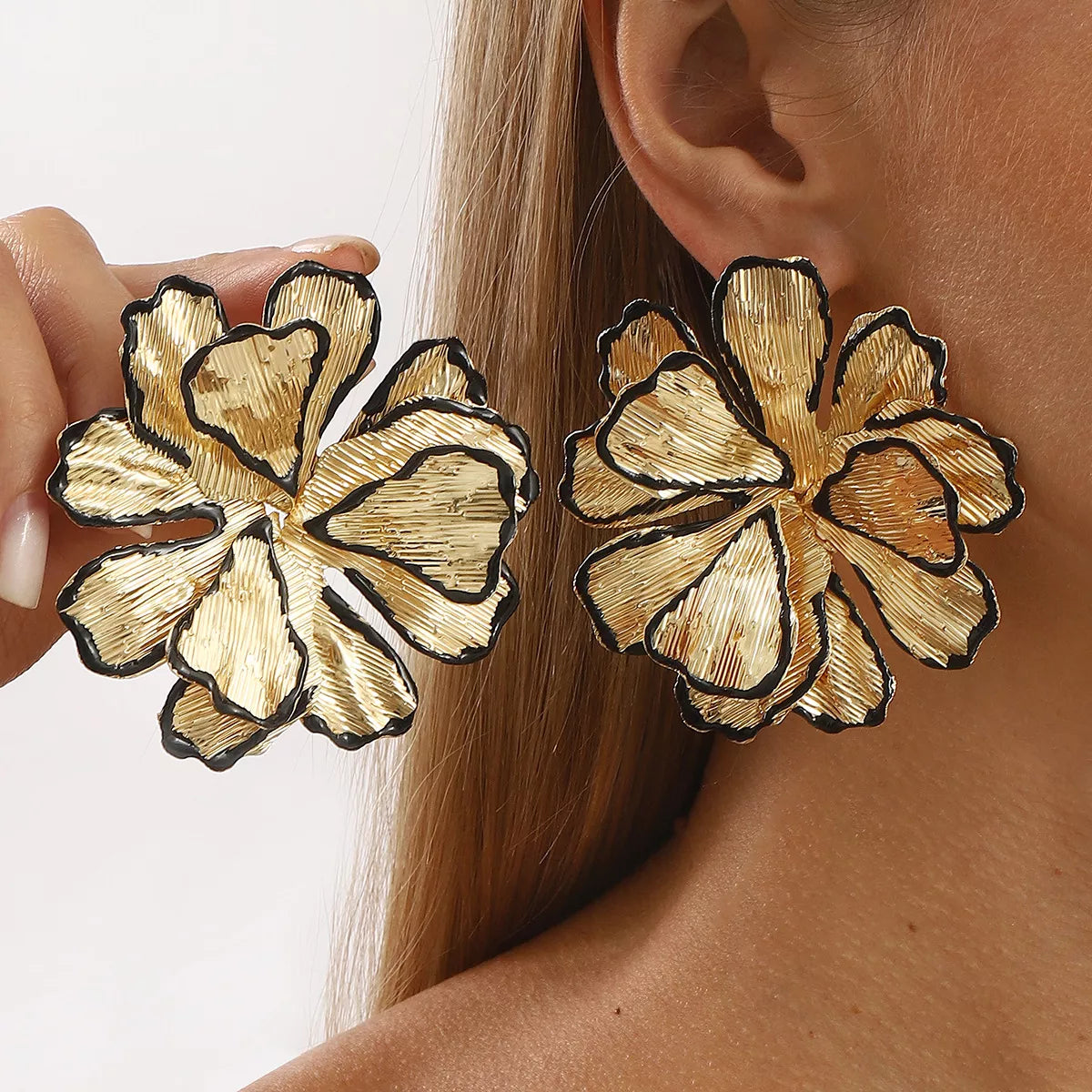 18K Gold-Plated Flower Stud Earrings - alternate earring view