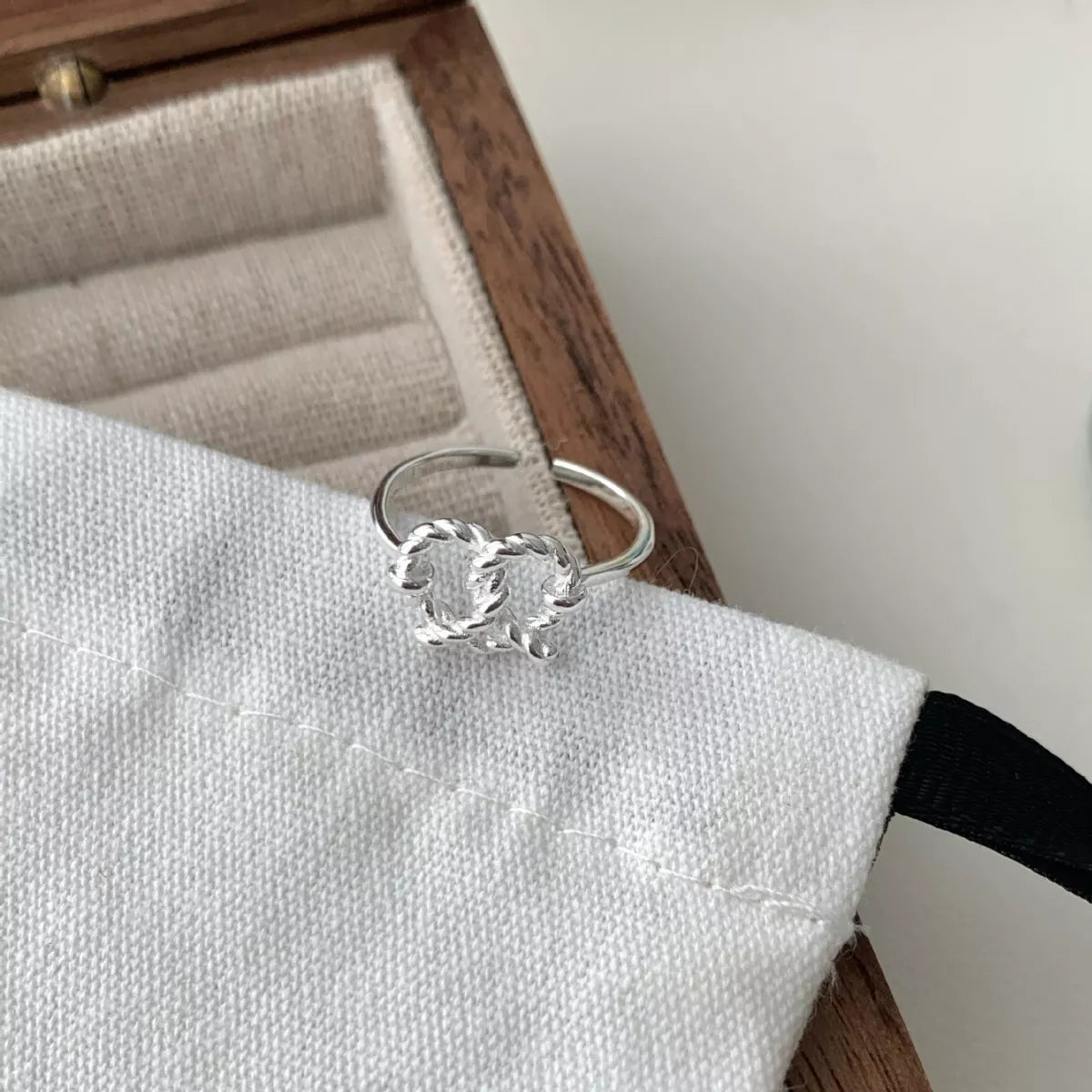 Sterling Silver Heart Knot Ring - alternate ring view