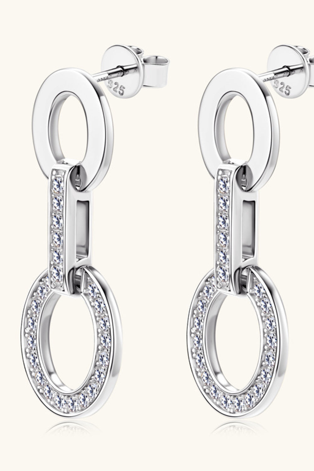 Moissanite Sterling Silver Earrings - alternate earring view