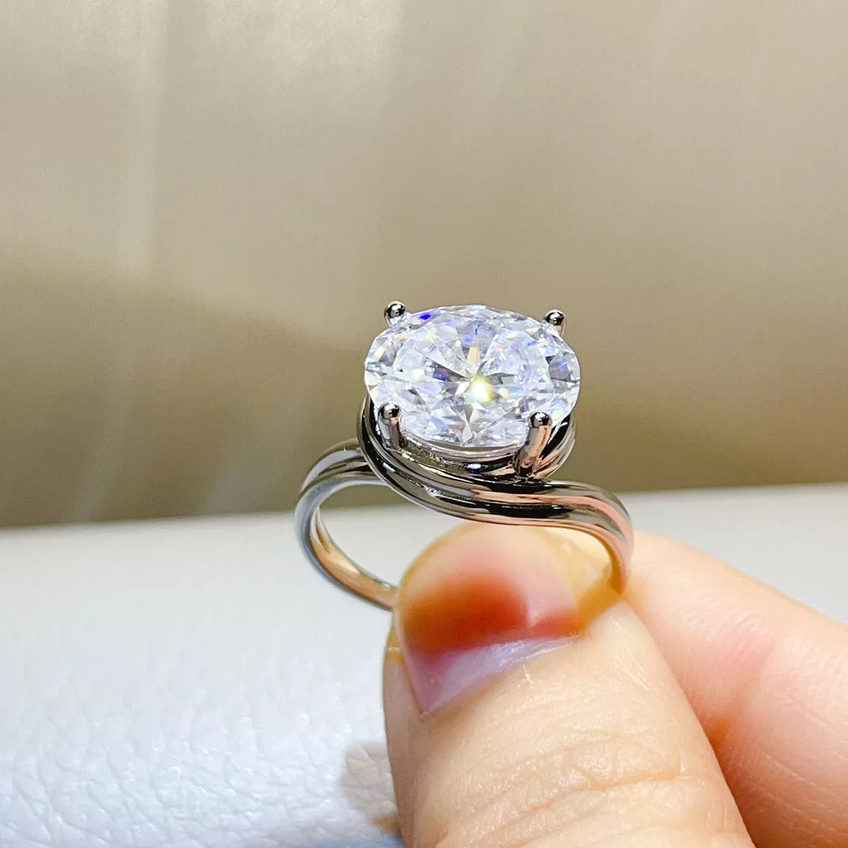 5 Carat Sterling Silver Moissanite Ring in Silver - women's ring