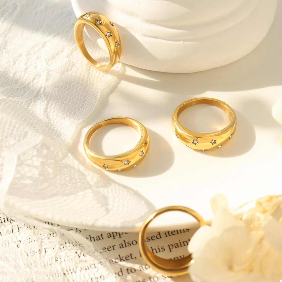 18K Gold-Plated Zircon Ring in Gold - women's ring