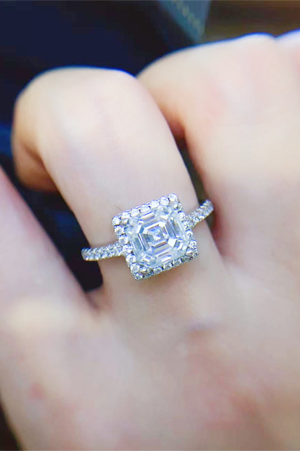 2 Carat Moissanite Sterling Silver Ring in Silver - women's ring