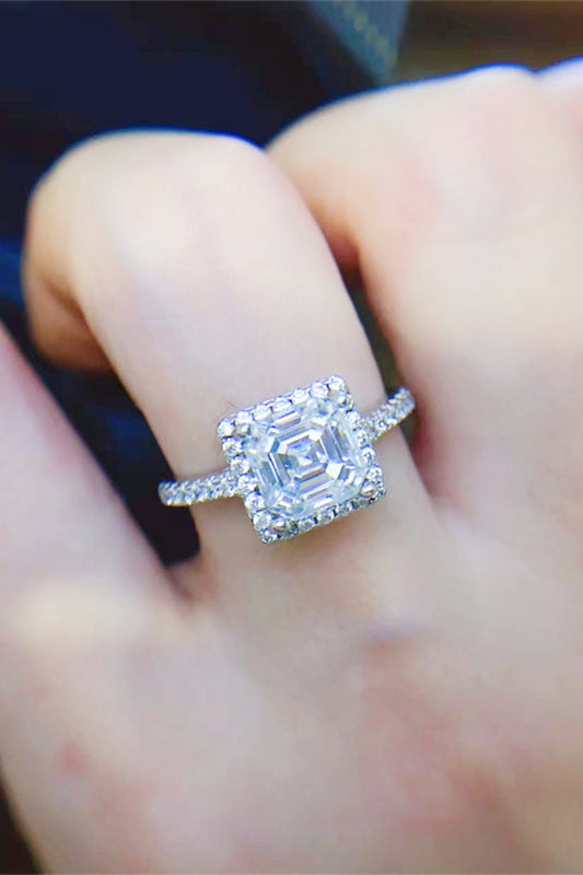 2 Carat Moissanite Sterling Silver Ring in Silver - women's ring