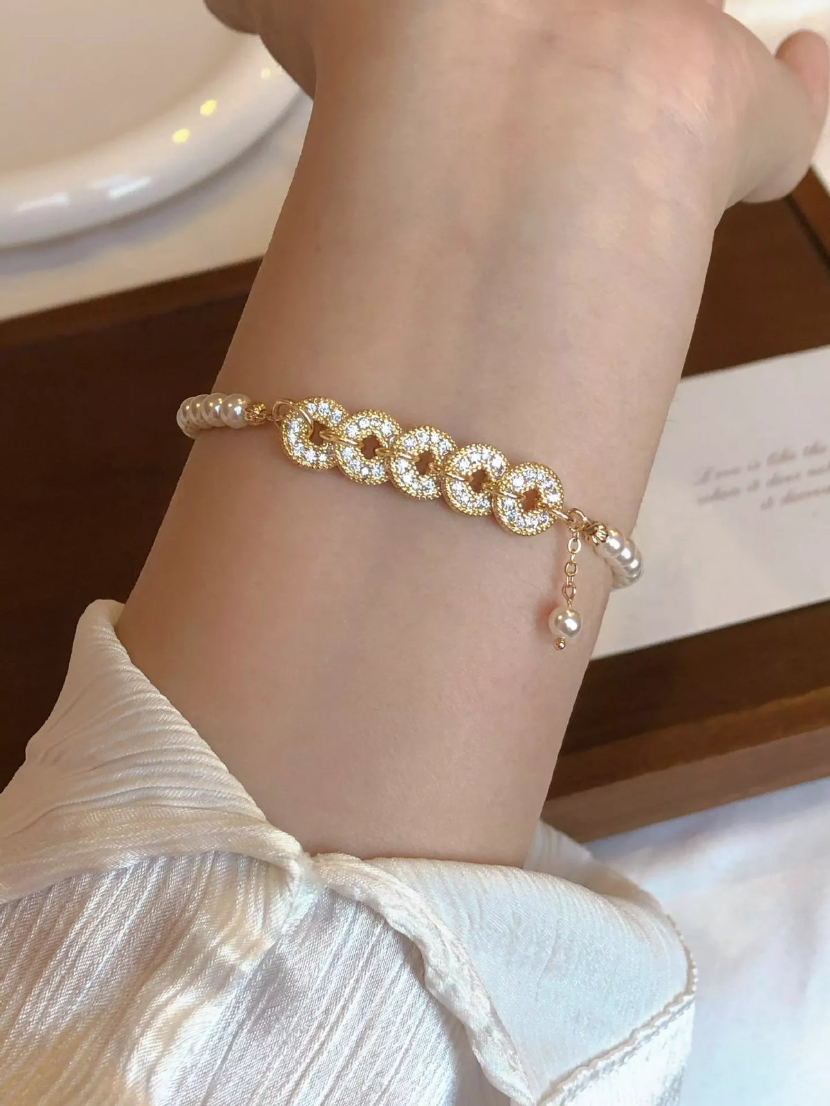 18K Gold-Plated Pearl Coin Bracelet - alternate jewelry view