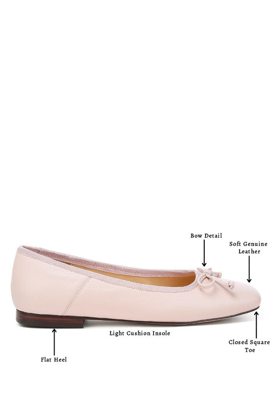 Square-Toe Bow Ballerinas