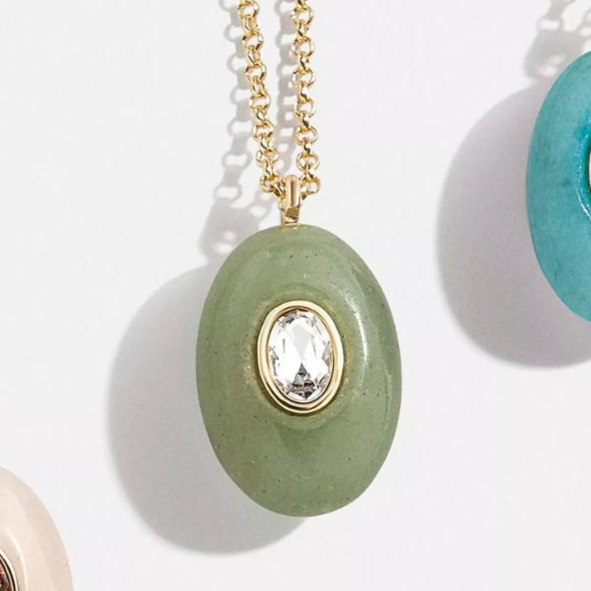 Natural Stone Pendant Necklace - alternate necklace view