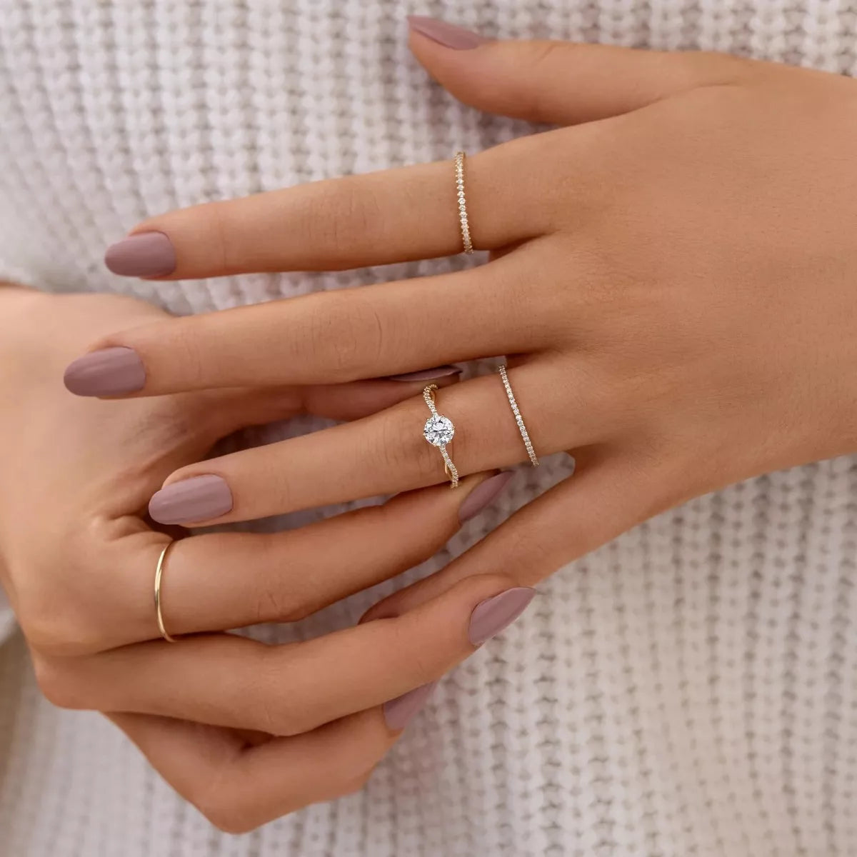 Sterling Silver Zircon Ring in Gold - women's ring