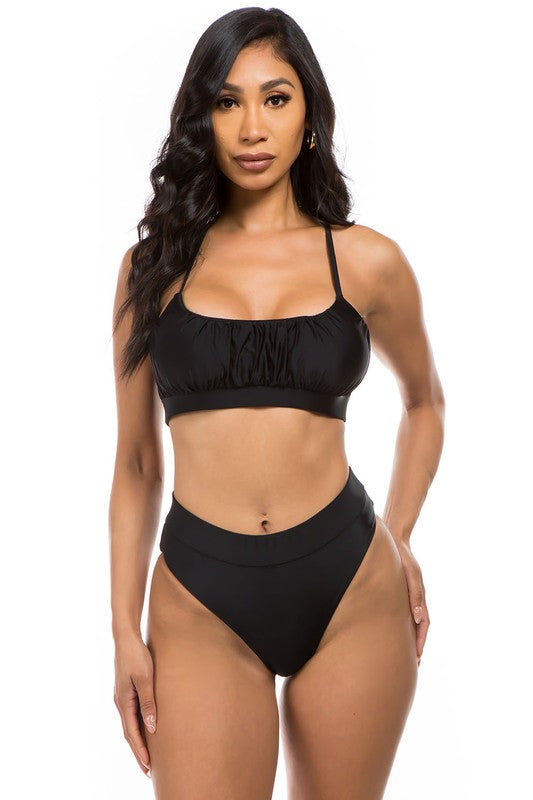 Rusched Top & Bikini Set