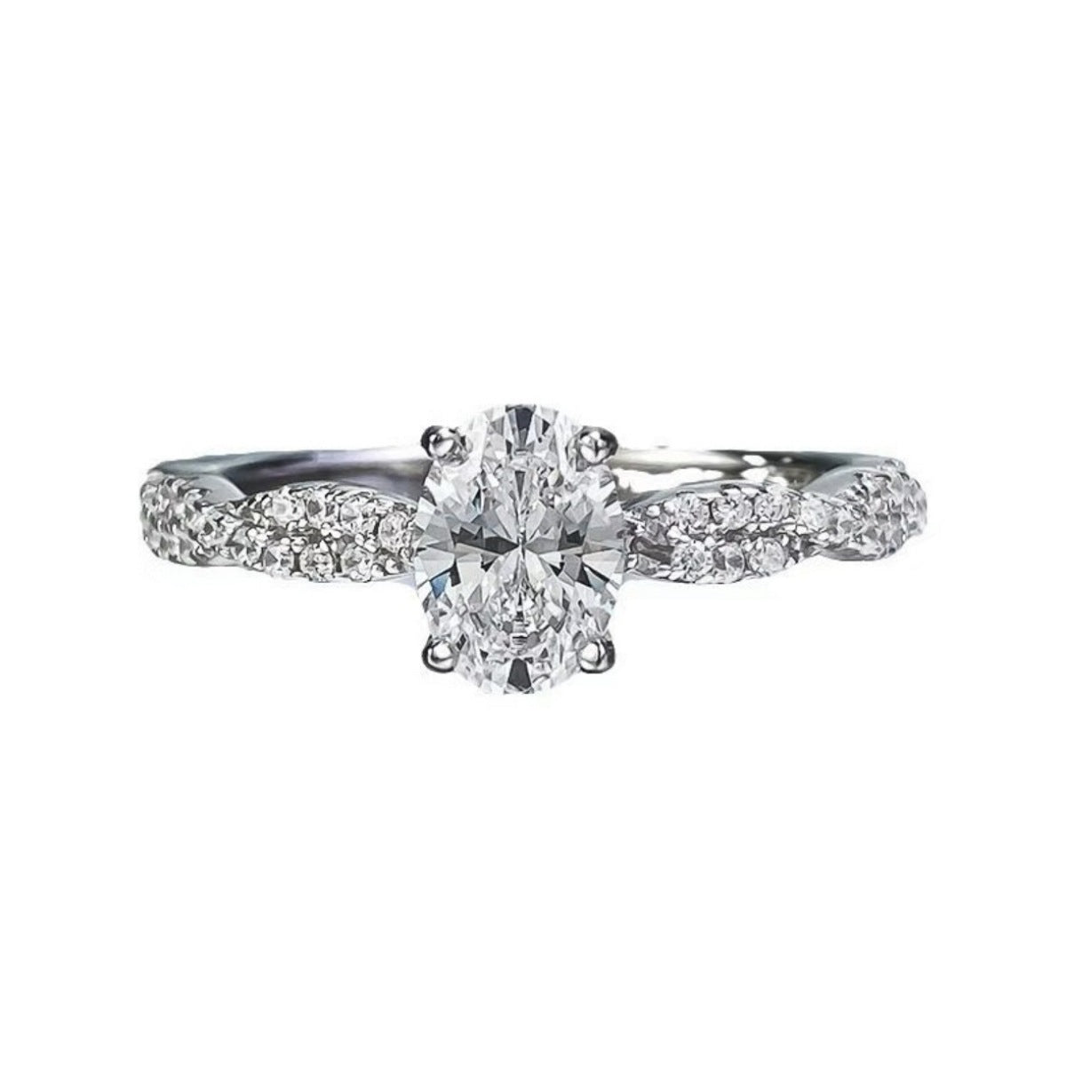 1 Carat Moissanite Sterling Silver Oval Ring in Silver - women's ring