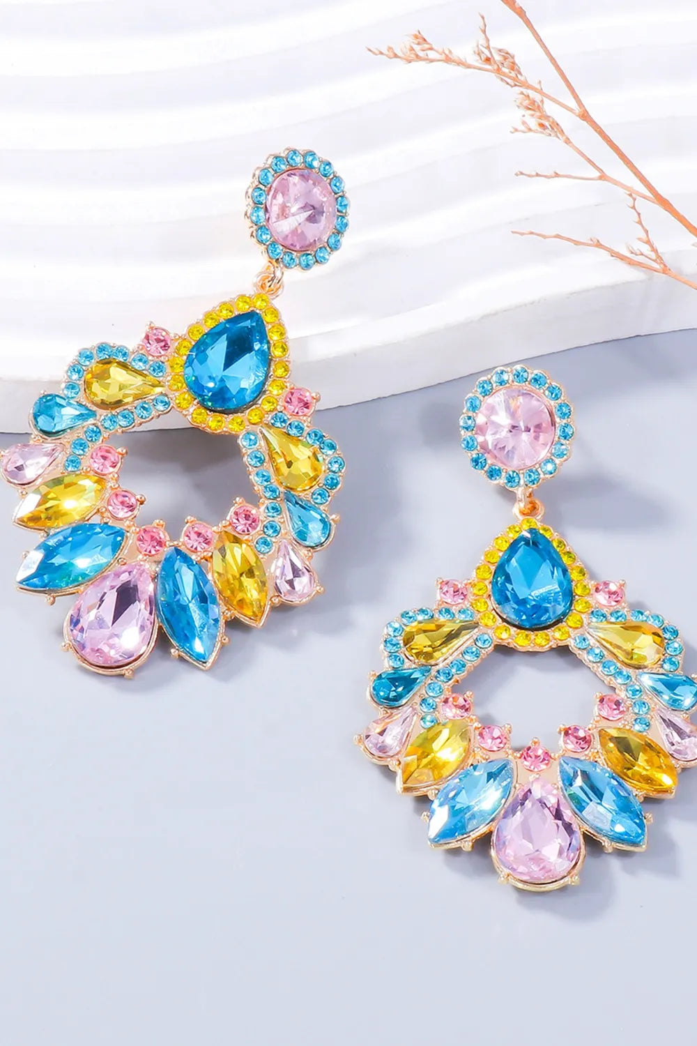 Alloy Rhinestone Dangle Earrings - alternate earring view