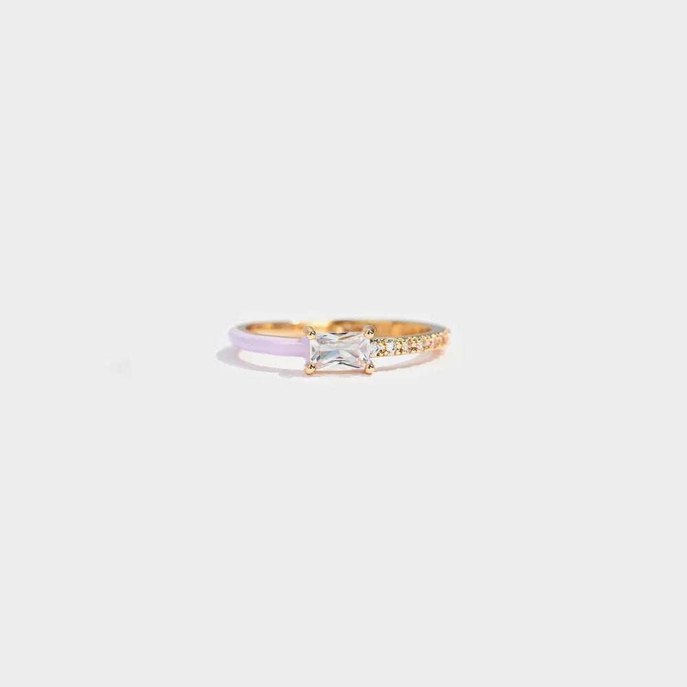 Heart Shape Inlaid Zircon Enamel Ring in Blush Pink - women's ring