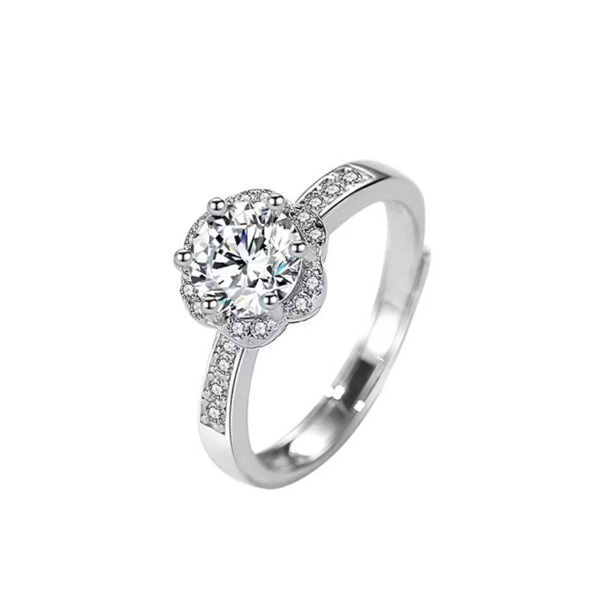 1 Carat Moissanite Sterling Silver Ring - alternate ring view