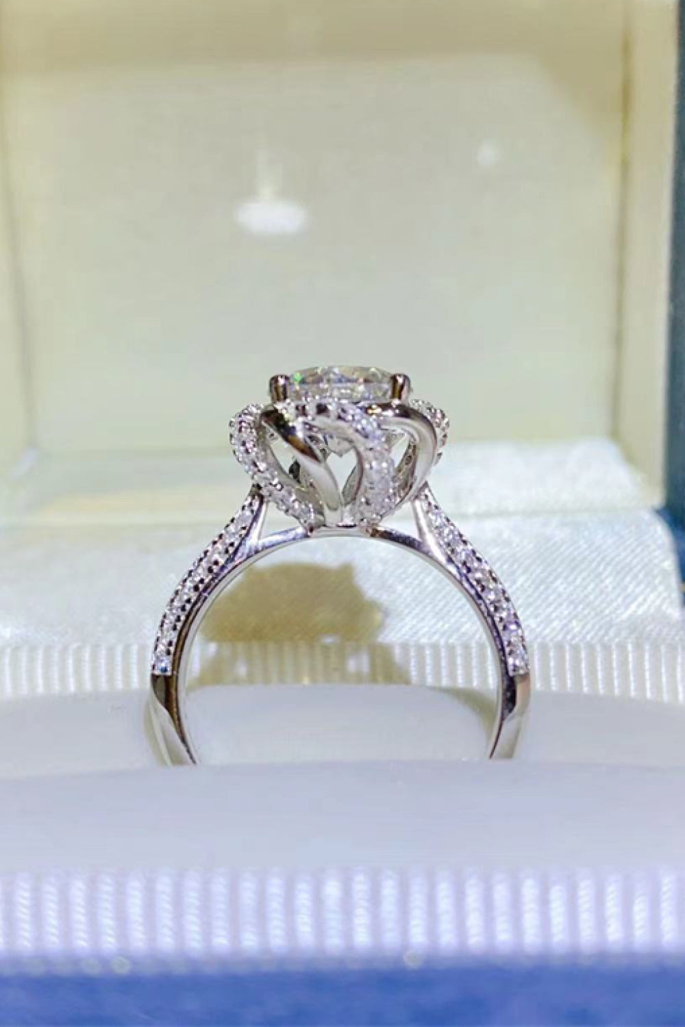 2 Carat Moissanite Sterling Silver Ring in Silver - women's ring