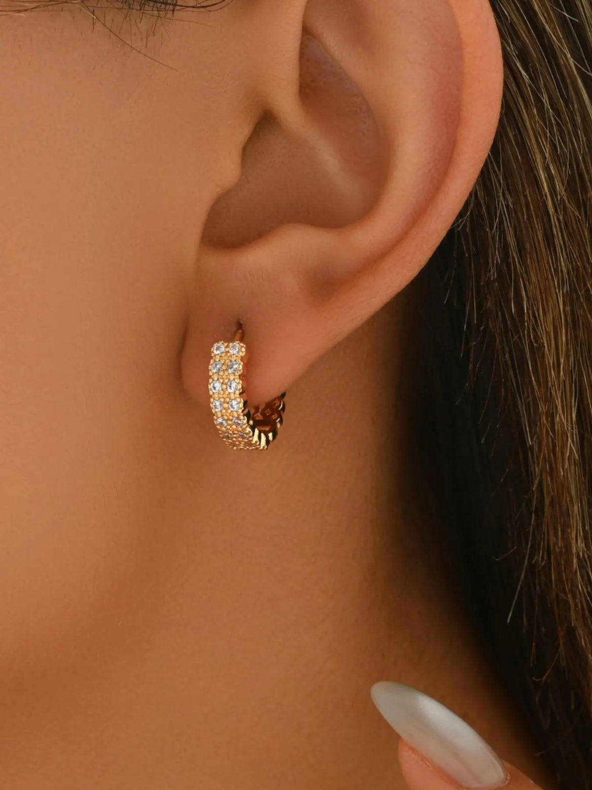Inland Zircon Hoop Earrings - alternate earring view
