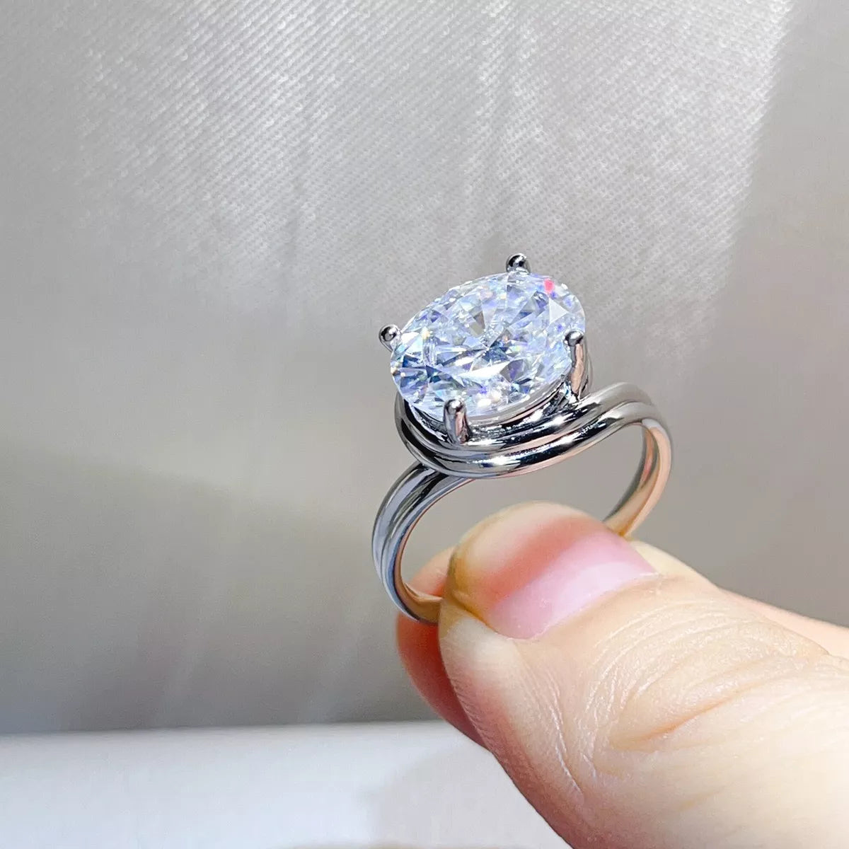 5 Carat Sterling Silver Moissanite Ring in Silver - women's ring