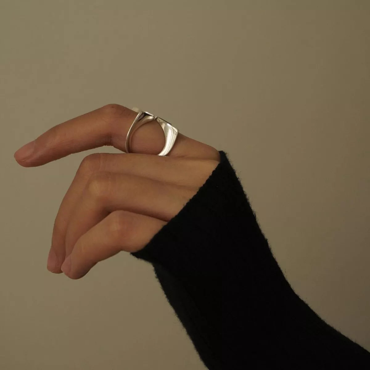 Stainless Steel Crisscross Open Ring in Silver - women's open ring