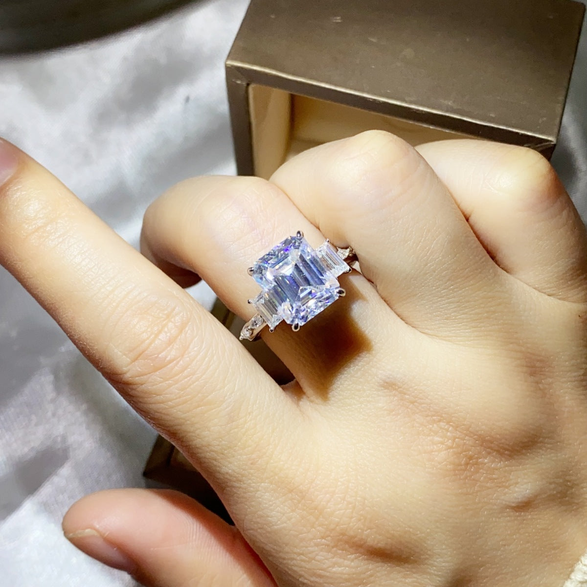 5 Carat Moissanite Sterling Silver Ring in Silver - women's ring