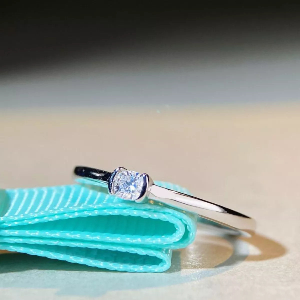 Sterling Silver Moissanite Ring in Silver - women's ring