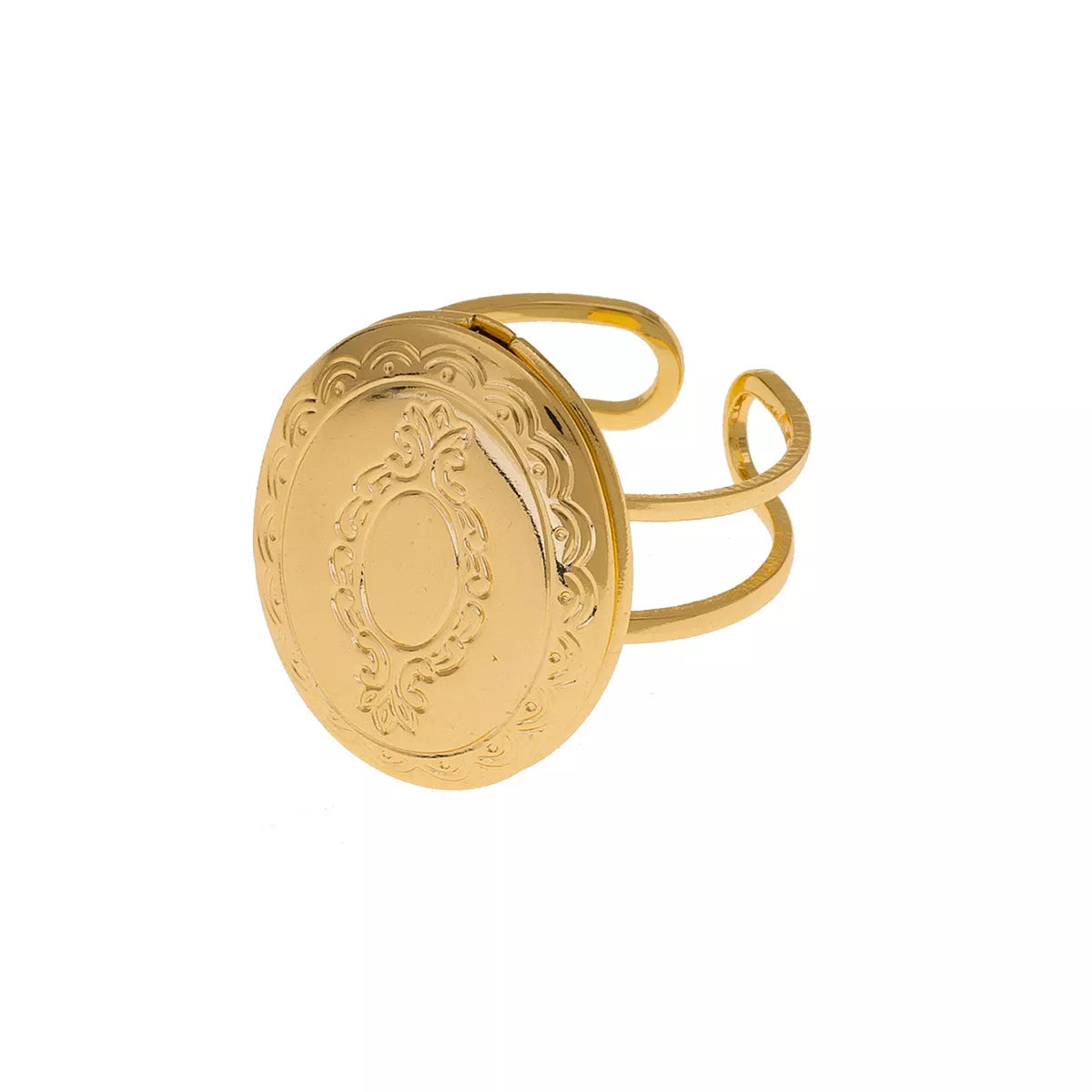 18K Gold-Plated Open Engraved Ring - alternate ring view