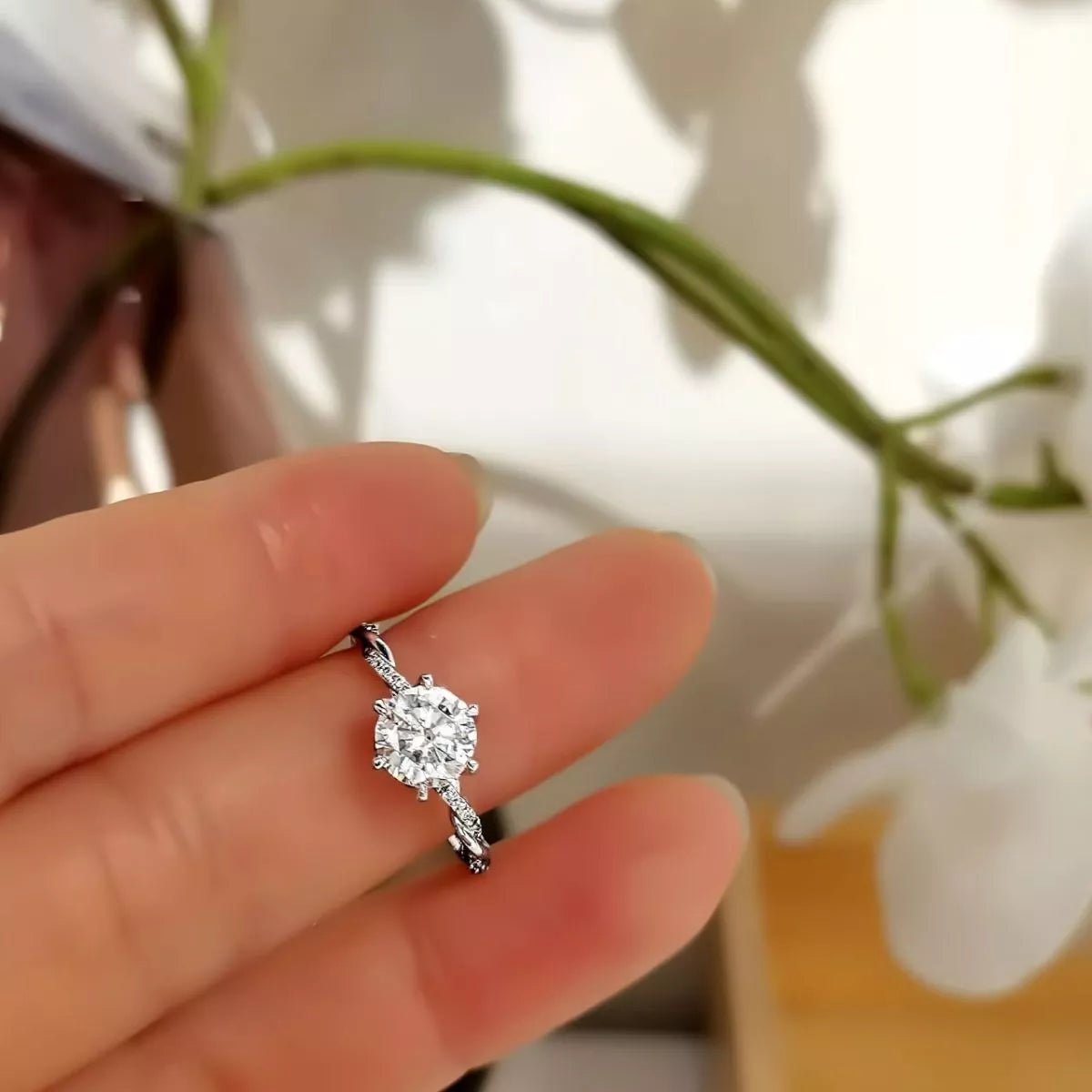 1 Carat Sterling Silver Moissanite Ring - alternate ring view