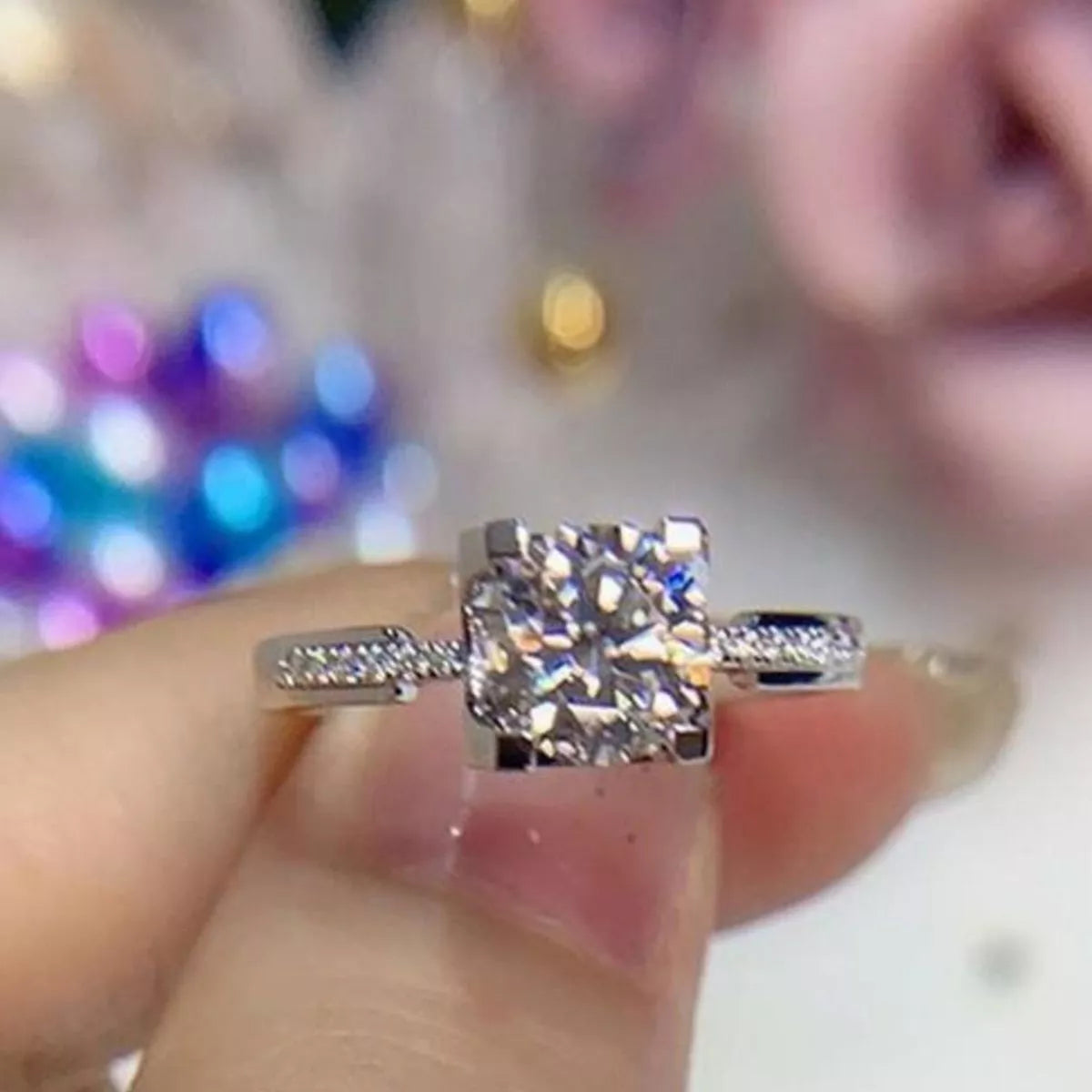 2 Carat Sterling Silver Moissanite Ring - alternate ring view