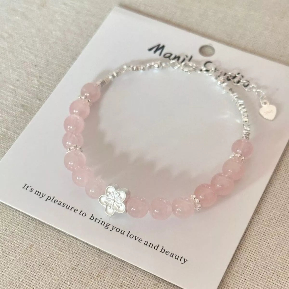 Sterling Silver Crystal Bead Flower Bracelet - alternate jewelry view
