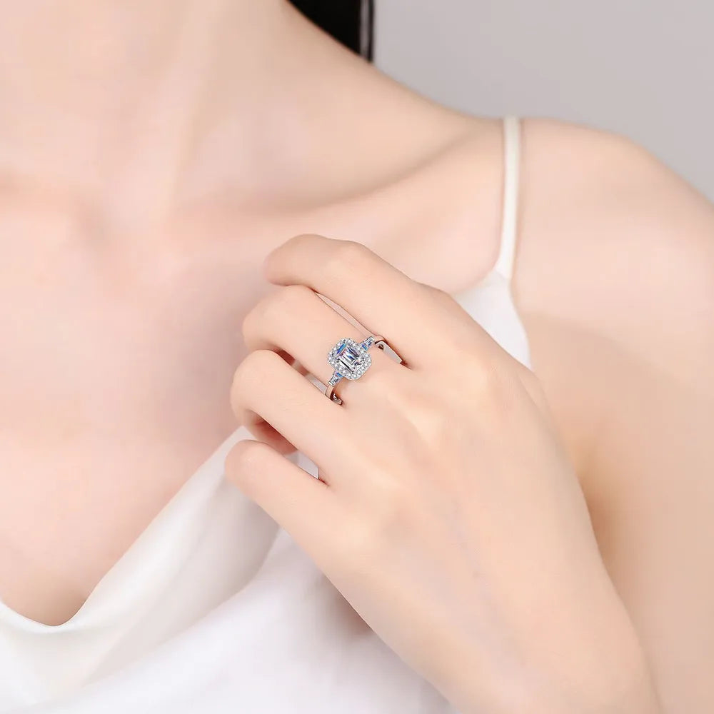 1 Carat Moissanite Sterling Silver Ring in White - women's ring