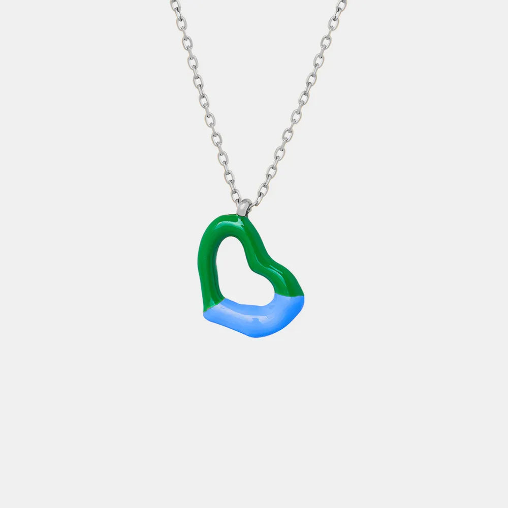 Heart Pendant Titanium Steel Necklace - alternate necklace view