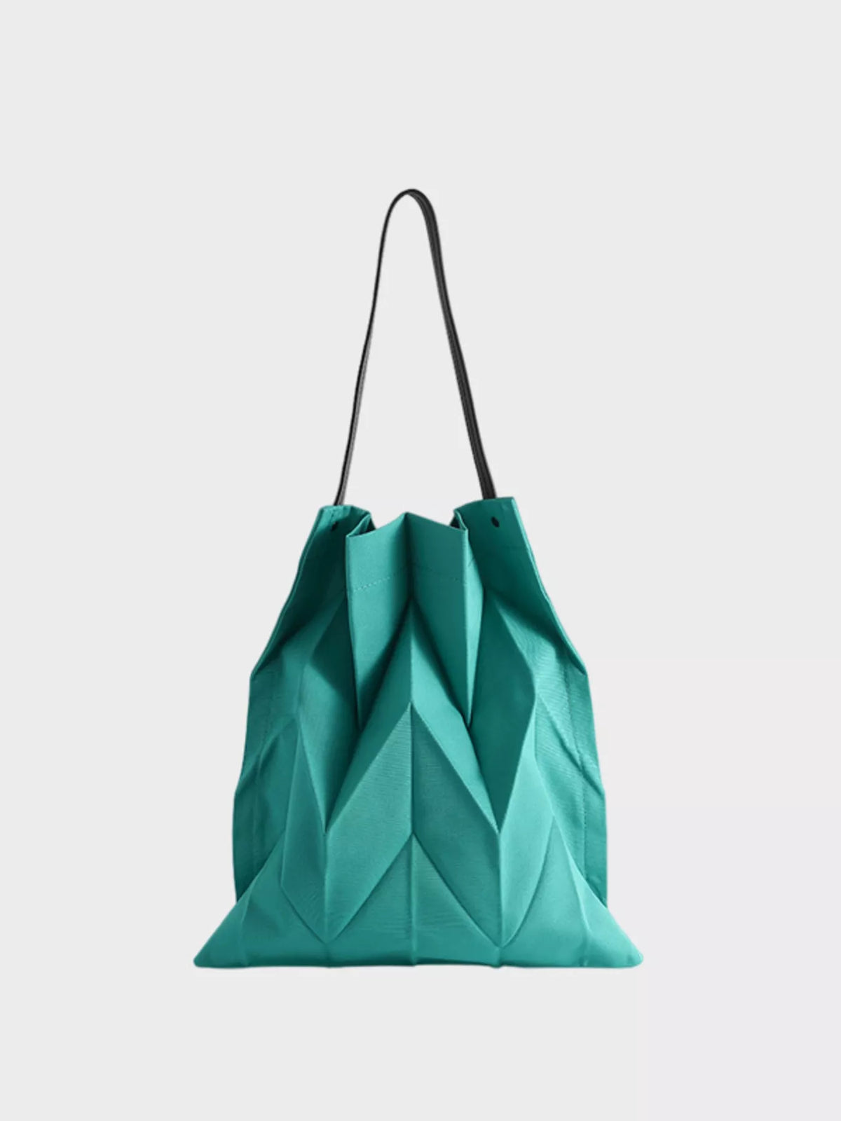 Minimalist Geometric Pleated Tote Handbag in Khaki Color - women's tote handbag