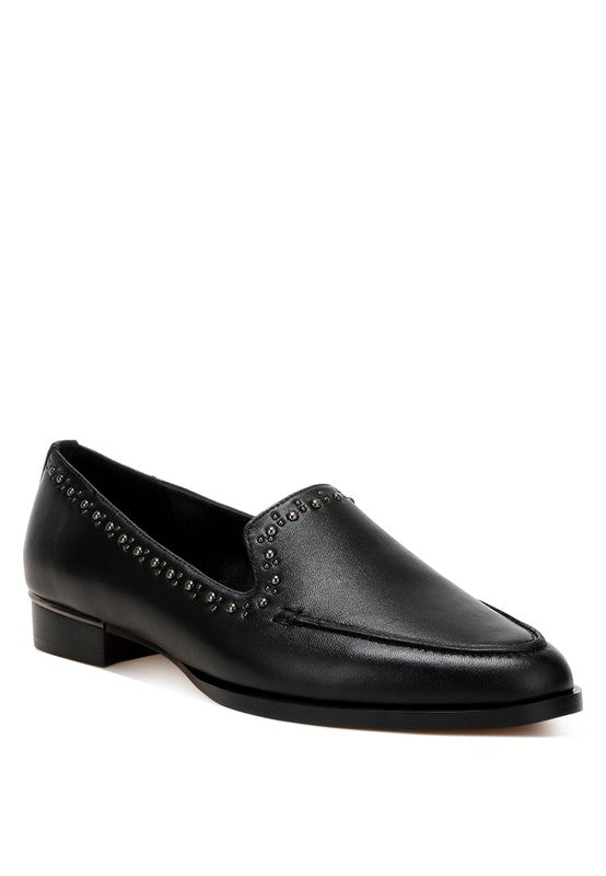 Delicate Stud Leather Loafers