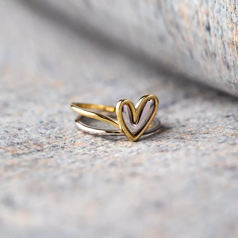 Heart Shape Irregular Sterling Silver Ring in Gold - women's ring