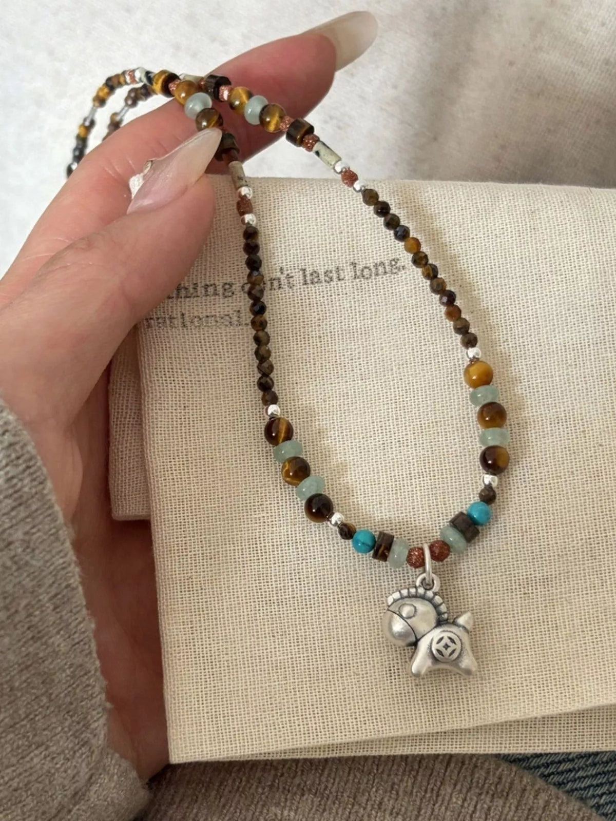 Beaded Horse Pendant Necklace - alternate necklace view