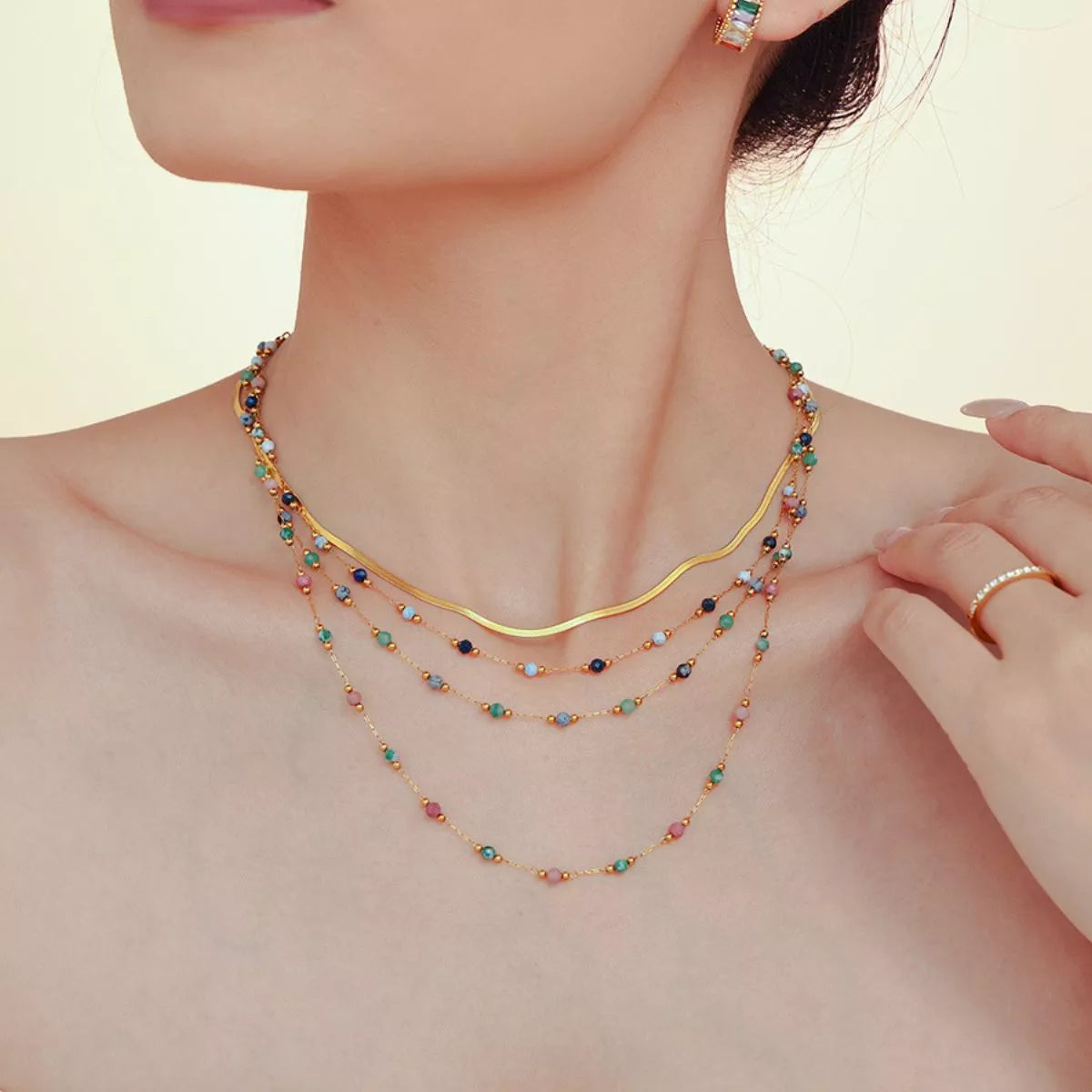 18K Gold-Plated Titanium Steel Necklace - alternate necklace view