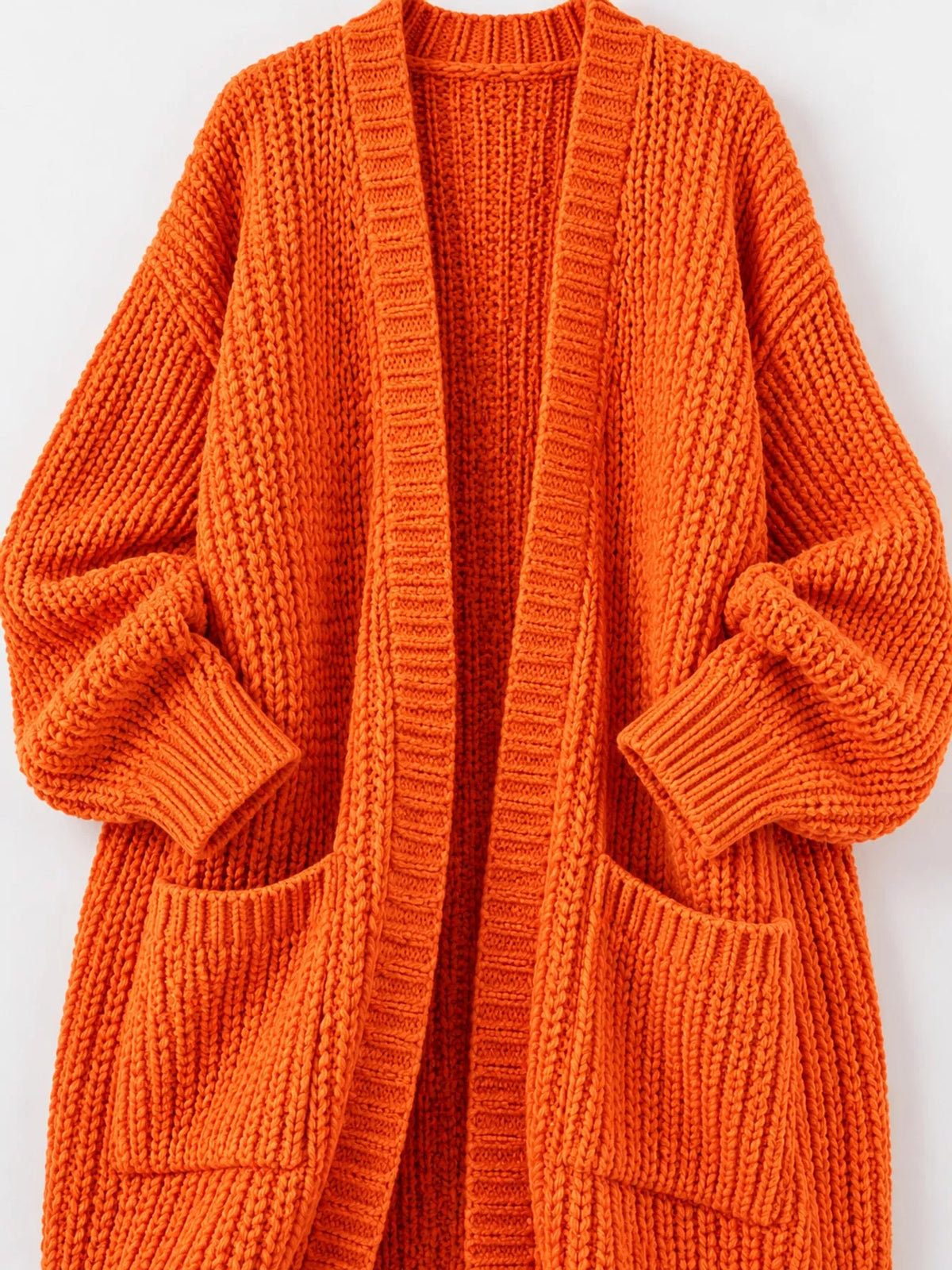 Chunky-Knit Openwork Front Longline Cardigan in Purple - women's cardigan