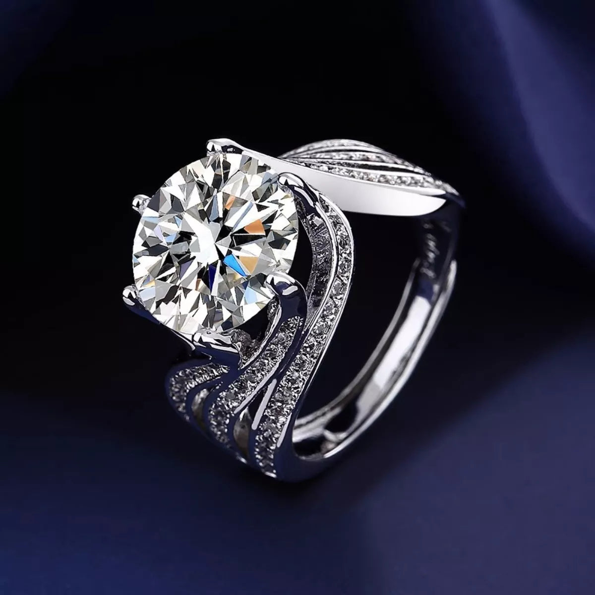 3 Carat Moissanite Sterling Silver Ring in Silver - women's ring