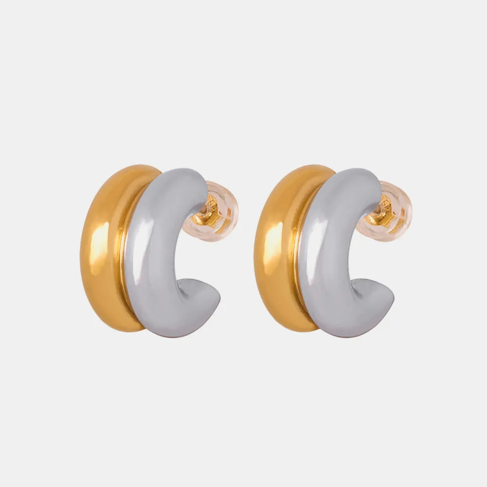 18K Gold-Plated C-Hoop Earrings in Gold - women's hoop earrings